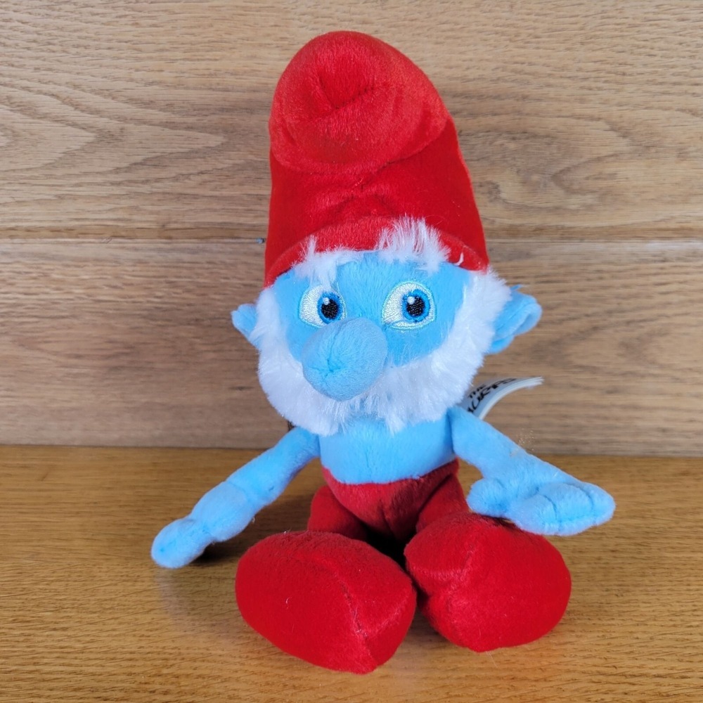 The Smurfs Kellytoy Papa Smurf Plush Toy 9.5" Blue Red Stuffed Soft Figure